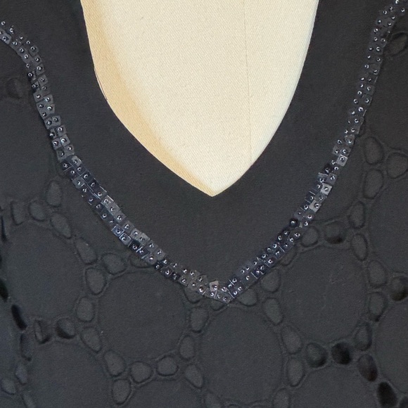 HALE BOB‎ Cabana Black Eyelet Sequins Summer Beach Vacation Party Size L Mini - Picture 4 of 8